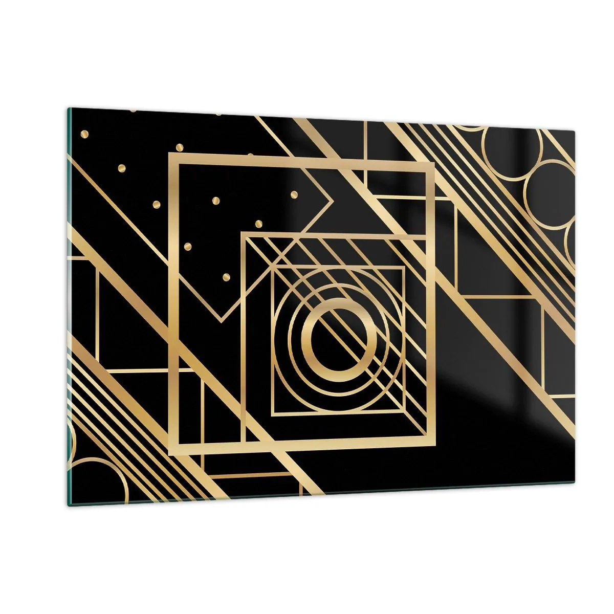 Billede på glas - Gylden geometri - 120x80 cm