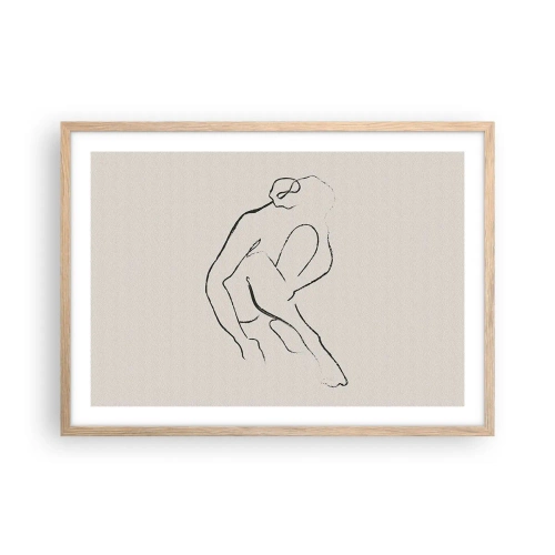 Plakat i ramme af lyst egetræ - Intim skitse - 70x50 cm