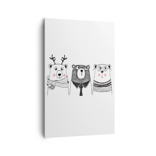 Lærredstryk - Billede på lærred - Bamse, bamse, bamse og bamse - 80x120 cm