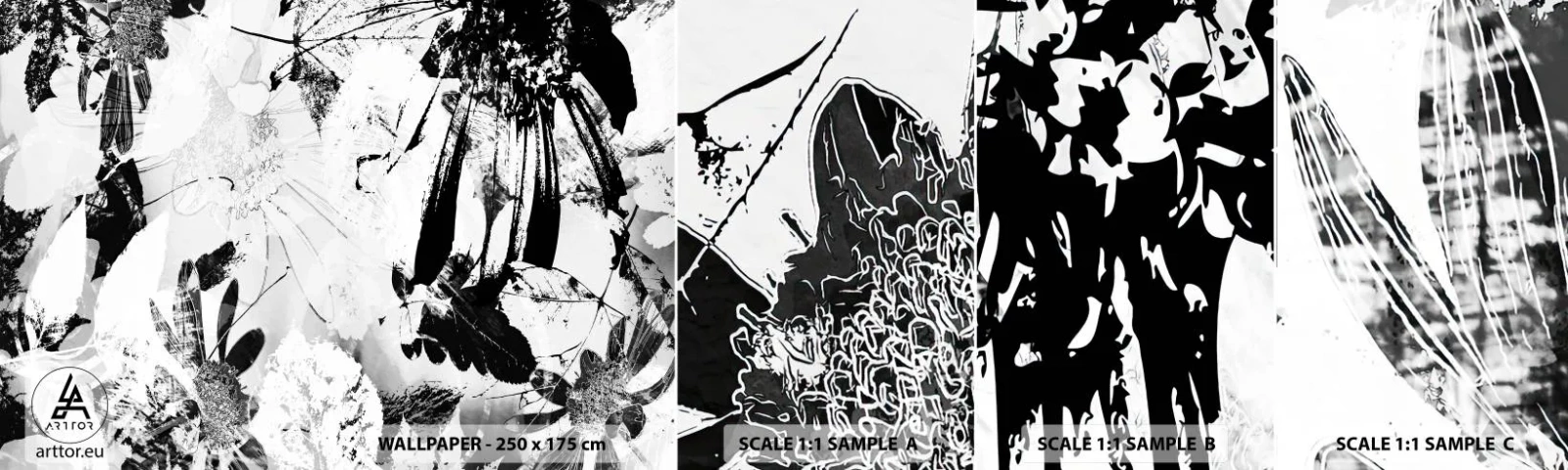 Prøve Fototapet Selvklæbende Deluxe Sticker - Efterår i det negative - Abstraktion, Blomster, Grafik - 100x30 cm