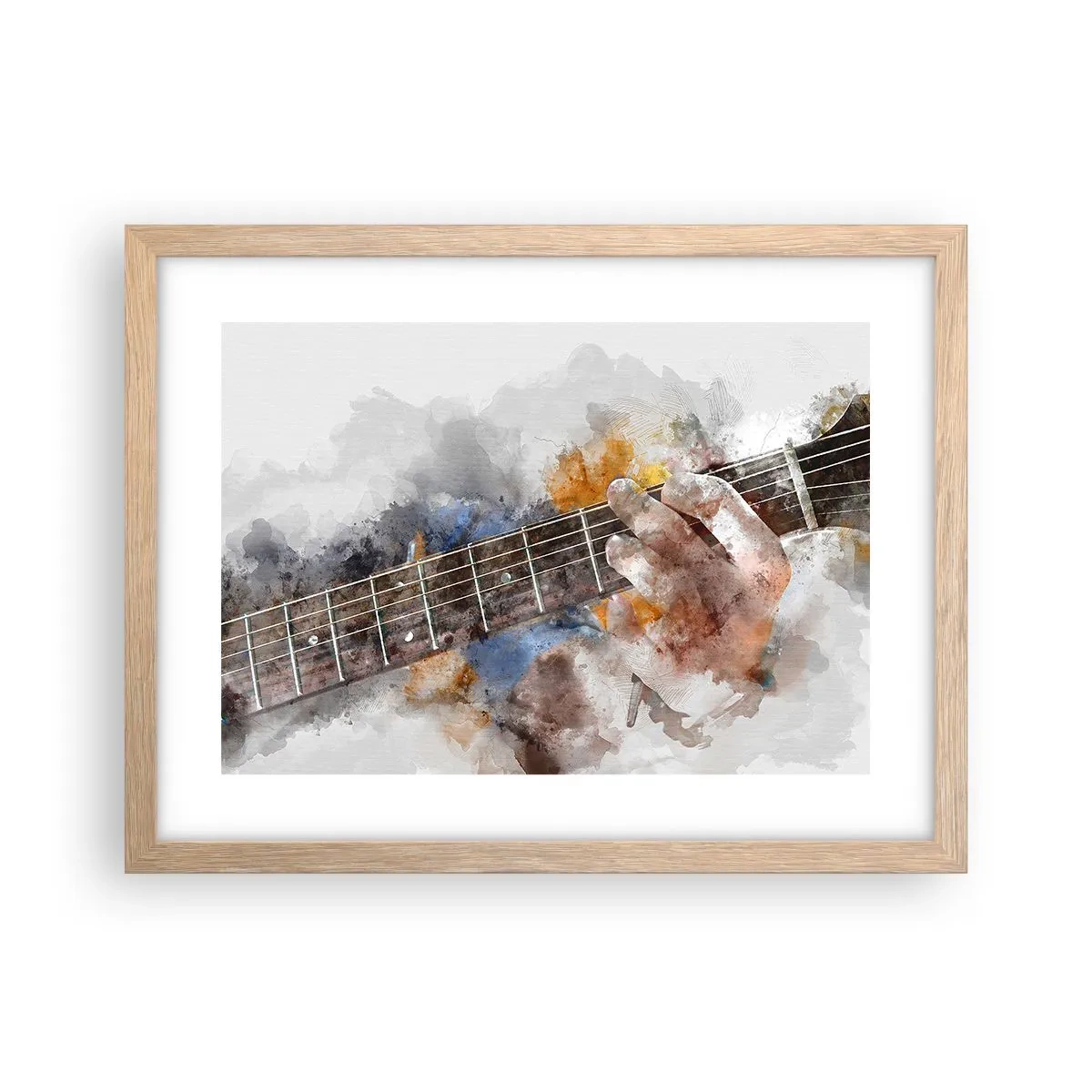 Plakat i ramme af lyst egetræ - Poesi mellem strengene - 40x30 cm