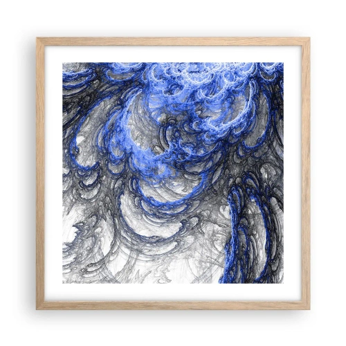 Plakat i ramme af lyst egetræ - En bølges fødsel - 50x50 cm