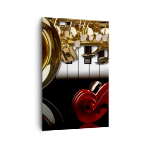 Lærredstryk - Billede på lærred - Metalplader, træ og elfenben - 80x120 cm