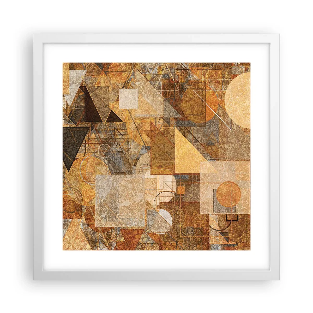 Plakat i hvid ramme - Kubistisk bronzeundersøgelse - 40x40 cm