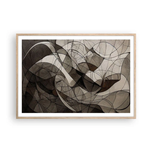 Plakat i ramme af lyst egetræ - Cirkulation af jordens farver - 100x70 cm