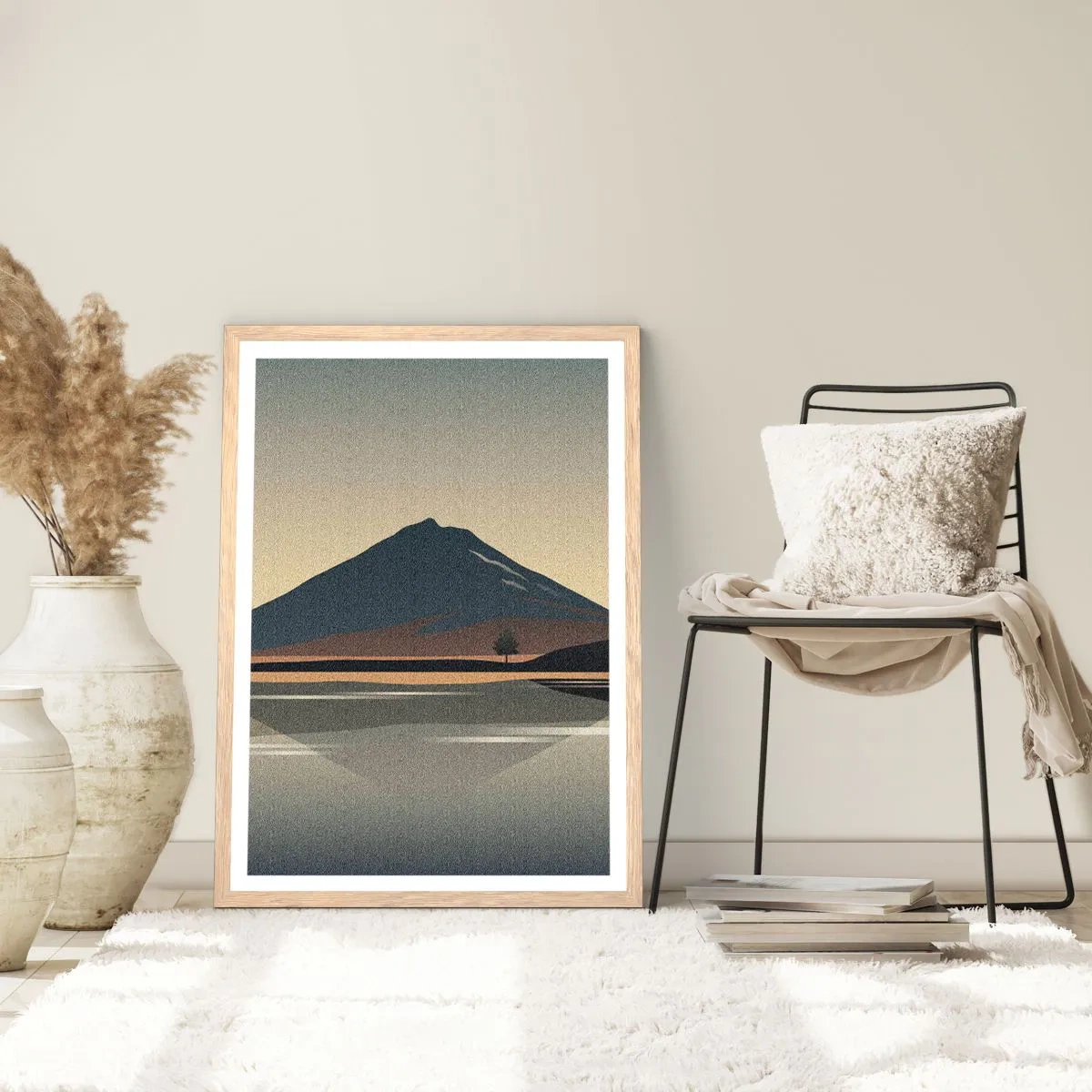 Plakat i ramme af lyst egetræ - Spejlrefleksion - 50x70 cm