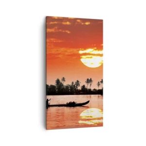Lærredstryk - Billede på lærred - Tropernes ro ved solnedgang - 45x80 cm