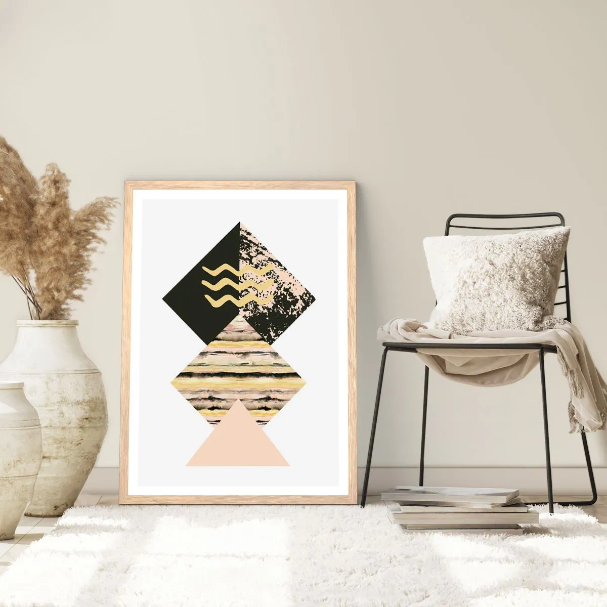 Plakat i ramme af lyst egetræ - Ikke så simpelt - 30x40 cm