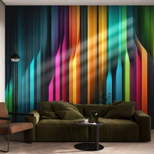 Fototapet Premium Sand - Lysende orgel - Farverig, Linjer, Abstraktion - 350x256 cm