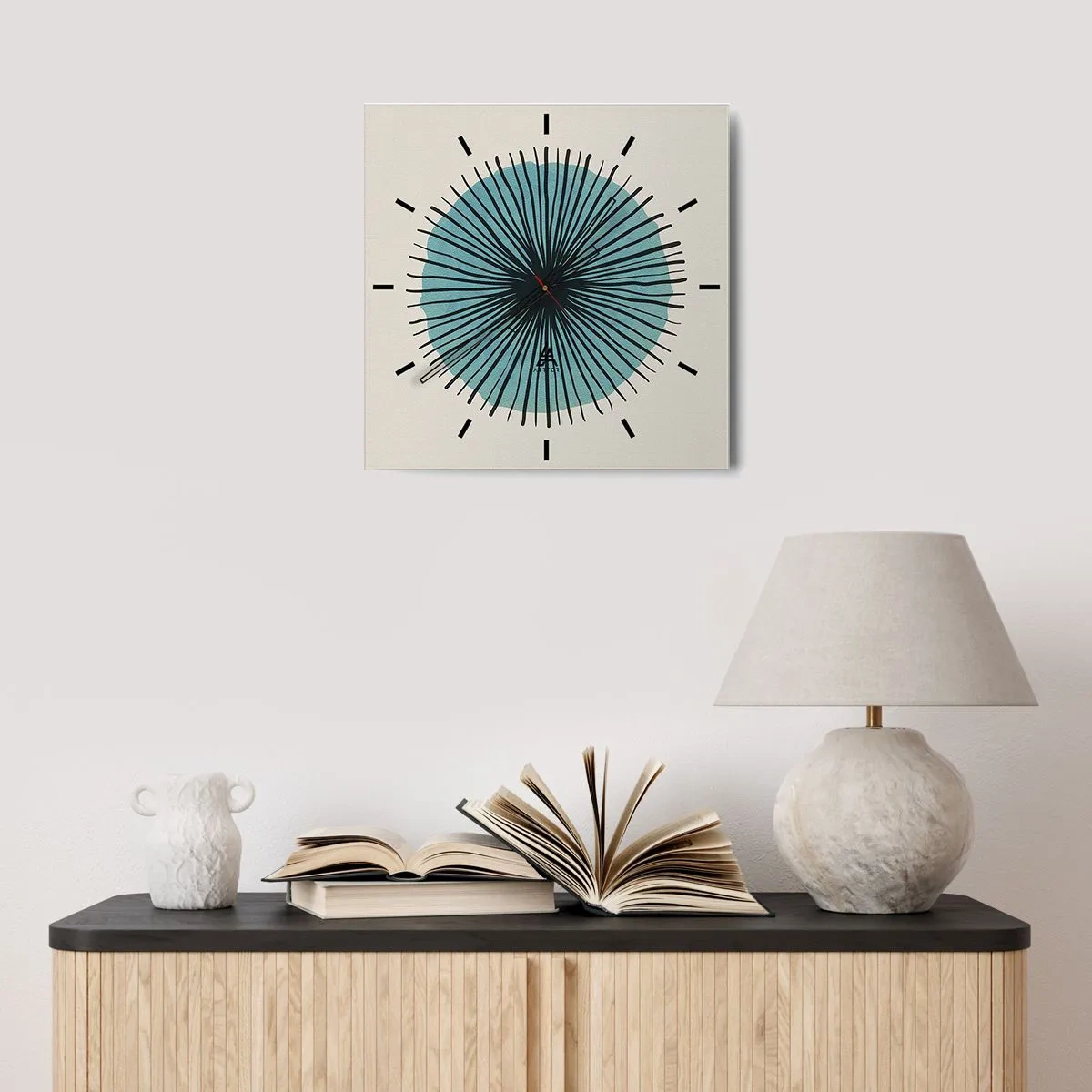 Vægur, Uret - Strålende på blå - 30x30 cm