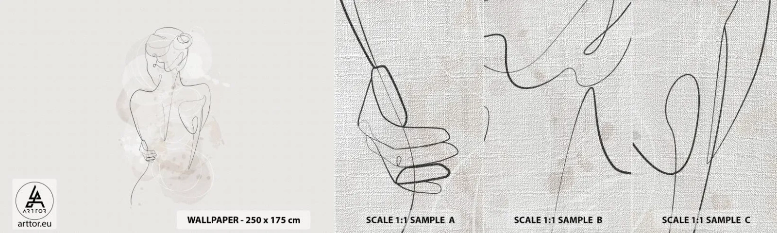 Prøve Fototapet Premium Canvas - Som et følsomt instrument - Kvinde, Legeme, Grafik - 100x30 cm