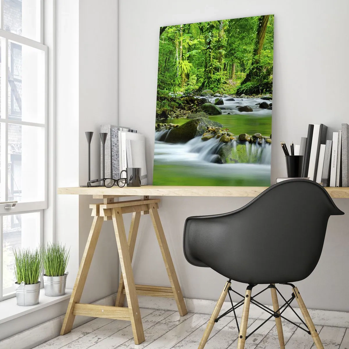 Billede på glas - Svøm i et hav af grønt - 70x100 cm