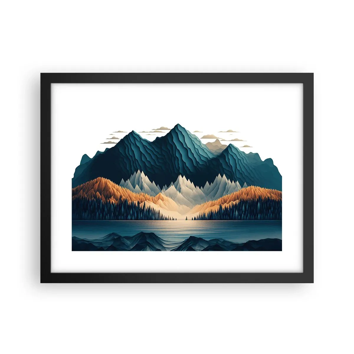 Plakat i sort ramme - Perfekt bjerglandskab - 40x30 cm