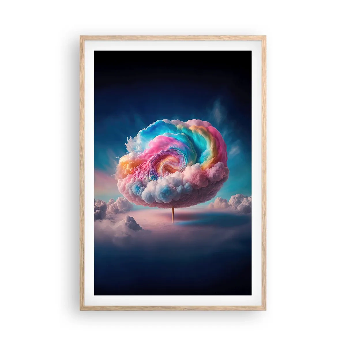 Plakat i ramme af lyst egetræ - En drøm om en forlystelsespark - 61x91 cm