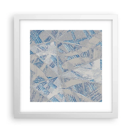 Plakat i hvid ramme - I en gråblå labyrint - 30x30 cm
