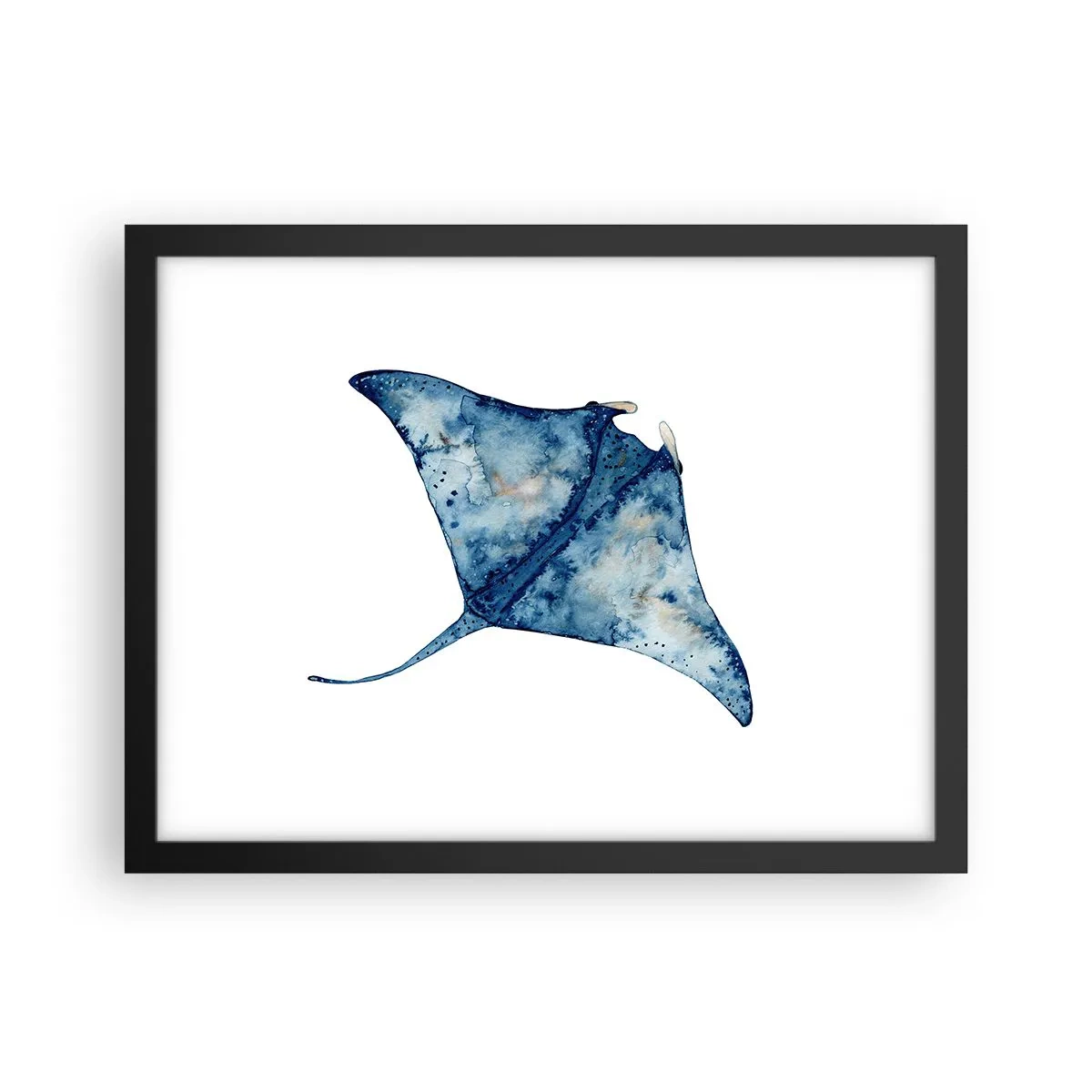 Plakat i sort ramme - Liv i blåt - 40x30 cm