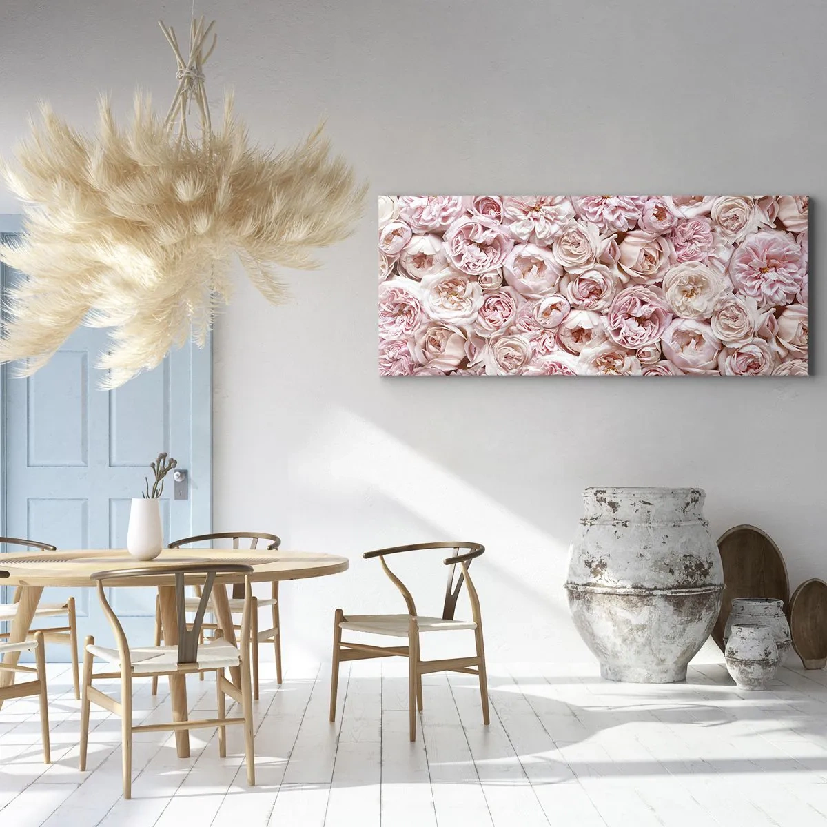 Lærredstryk - Billede på lærred - Overstrøet med roser - 100x40 cm