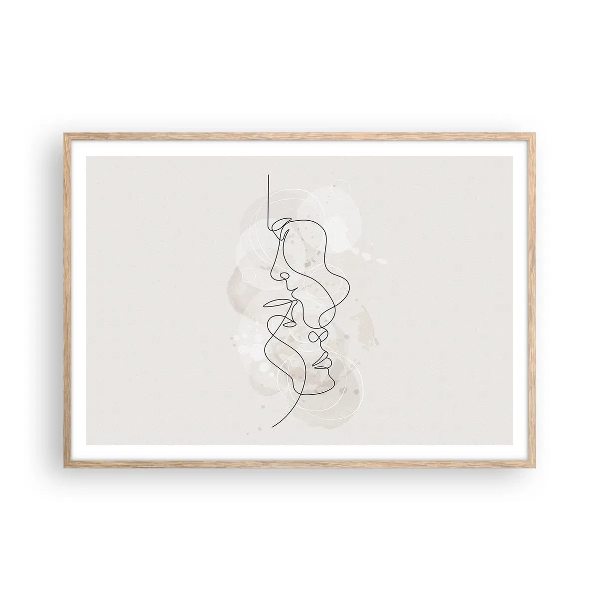 Plakat i ramme af lyst egetræ - Omfavnet i en omfavnelse - 100x70 cm