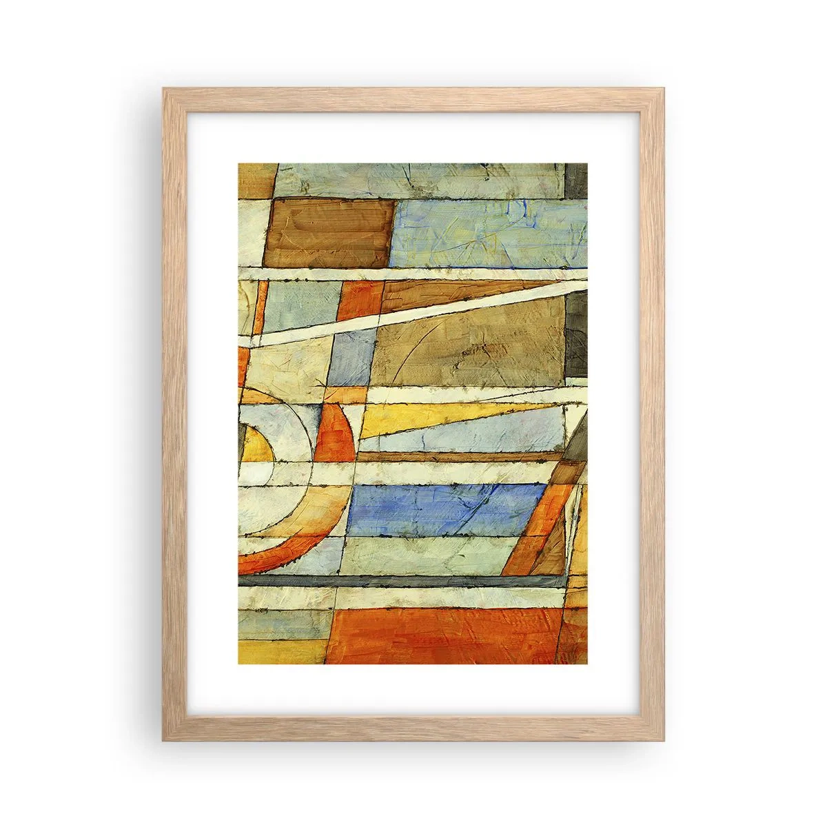 Plakat i ramme af lyst egetræ - Kubisme på en byggeplads - 30x40 cm