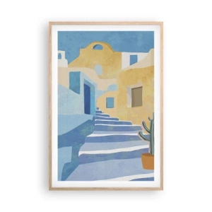 Plakat i ramme af lyst egetræ - En dag i en arabisk by - 61x91 cm