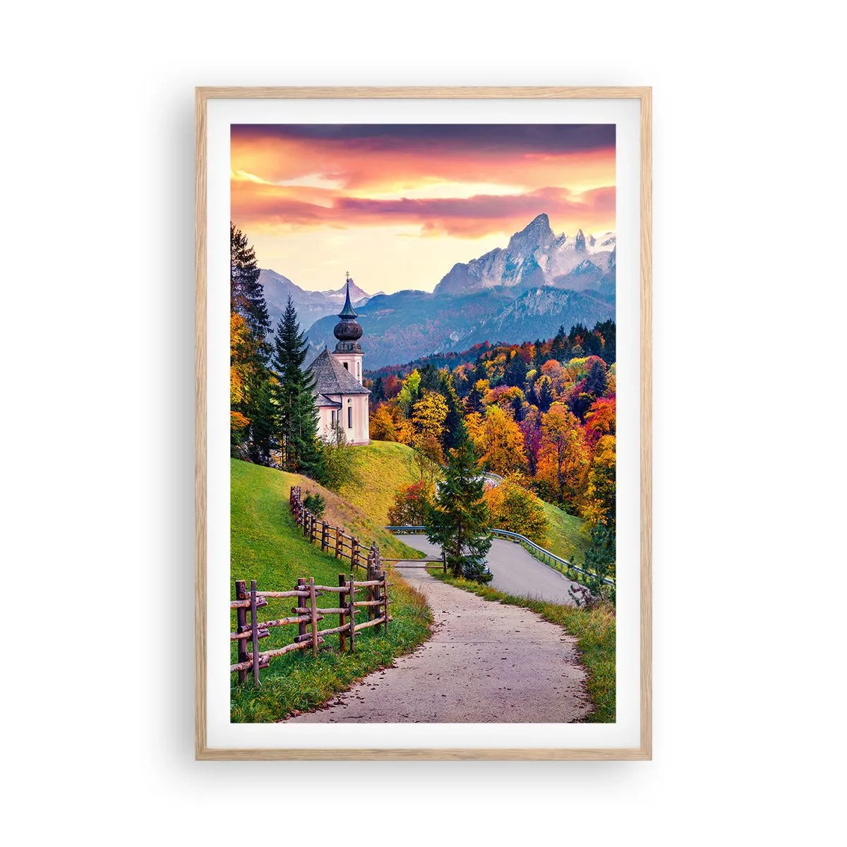 Plakat i ramme af lyst egetræ - Landskab som maleri - 61x91 cm