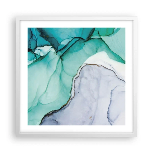 Plakat i hvid ramme - Undersøgelse i turkis - 50x50 cm
