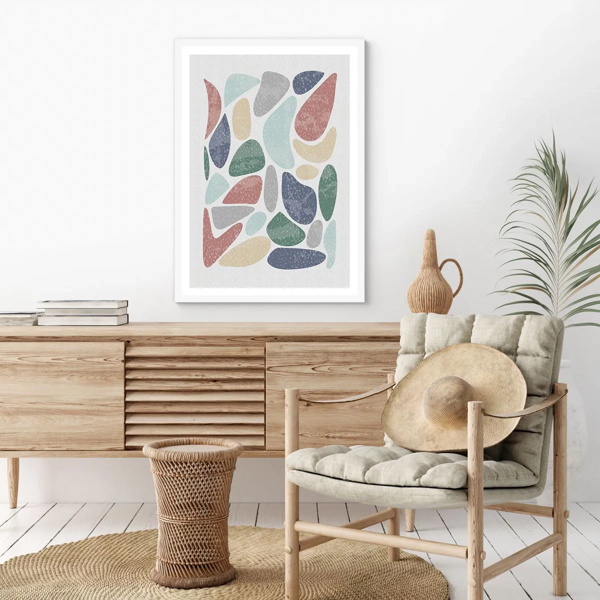 Plakat i hvid ramme - Mosaik af pulveriserede farver - 70x100 cm