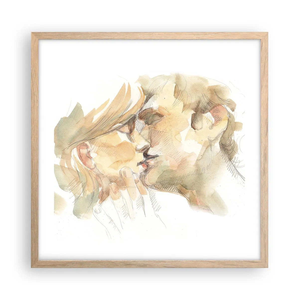 Plakat i ramme af lyst egetræ - Den fundne halvdel? - 50x50 cm