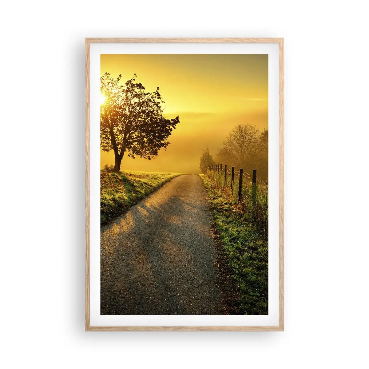 Plakat i ramme af lyst egetræ - Kære eftermiddag - 61x91 cm