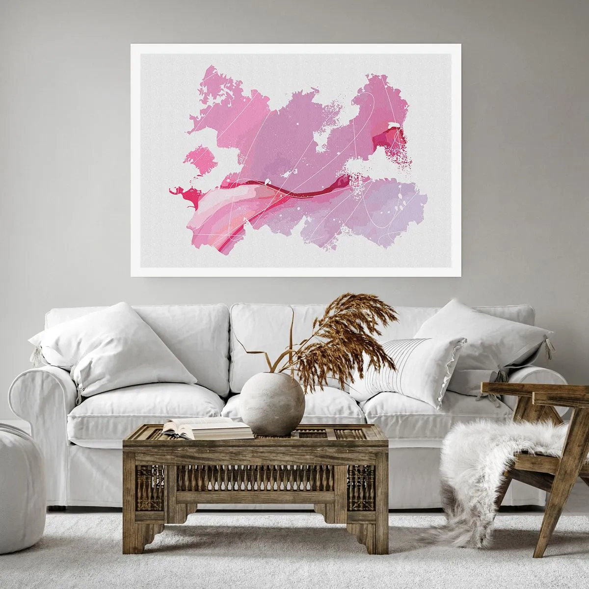 Plakat - Kort over en lyserød verden - 100x70 cm