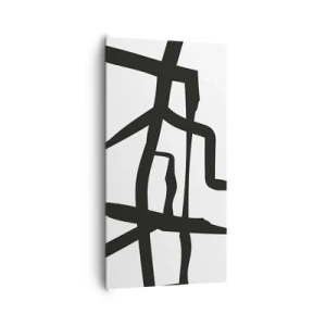 Lærredstryk - Billede på lærred - Sort og hvid konstruktion - 65x120 cm