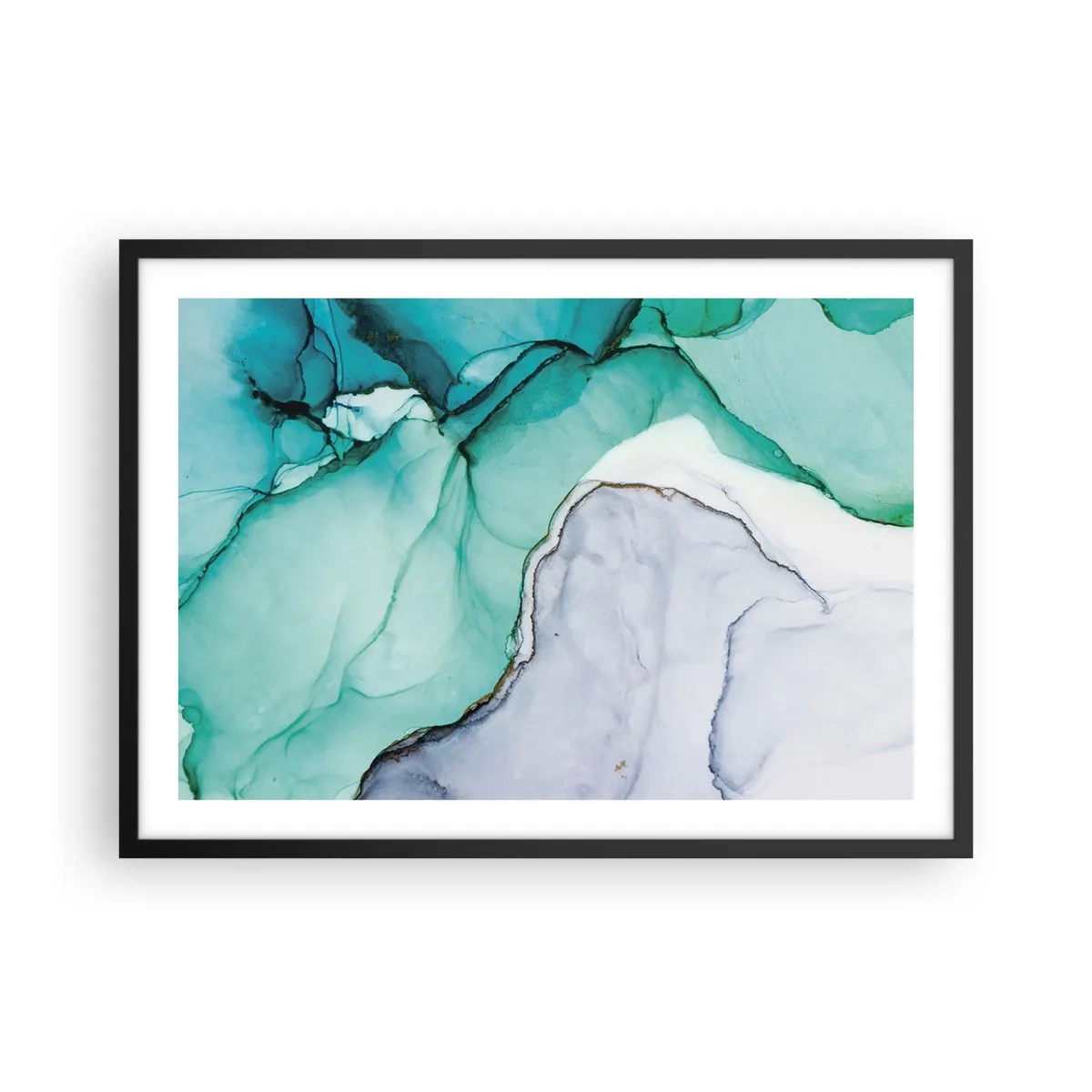 Plakat i sort ramme - Undersøgelse i turkis - 70x50 cm
