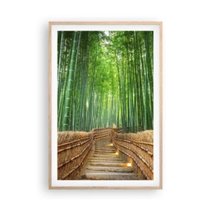 Plakat i ramme af lyst egetræ - Essensen af den asiatiske natur - 61x91 cm