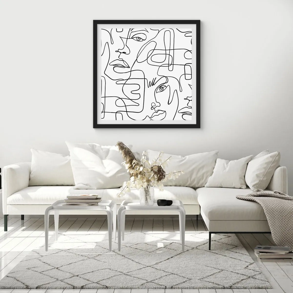 Plakat i sort ramme - I sammenfiltrede følelser - 60x60 cm