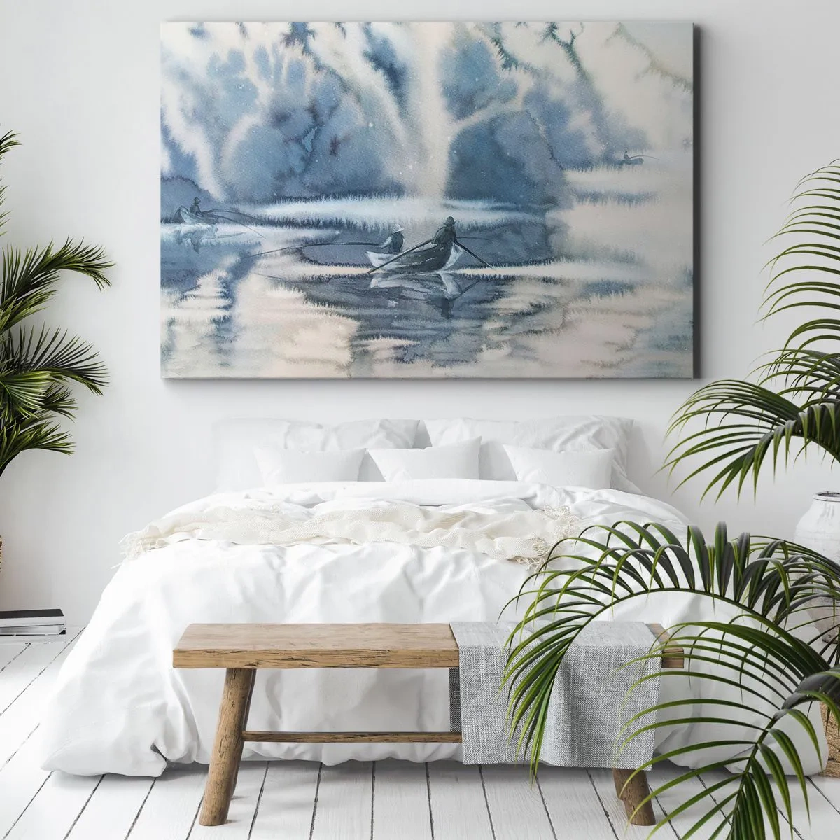 Lærredstryk - Billede på lærred - Lystfiskere i deres paradis - 100x70 cm