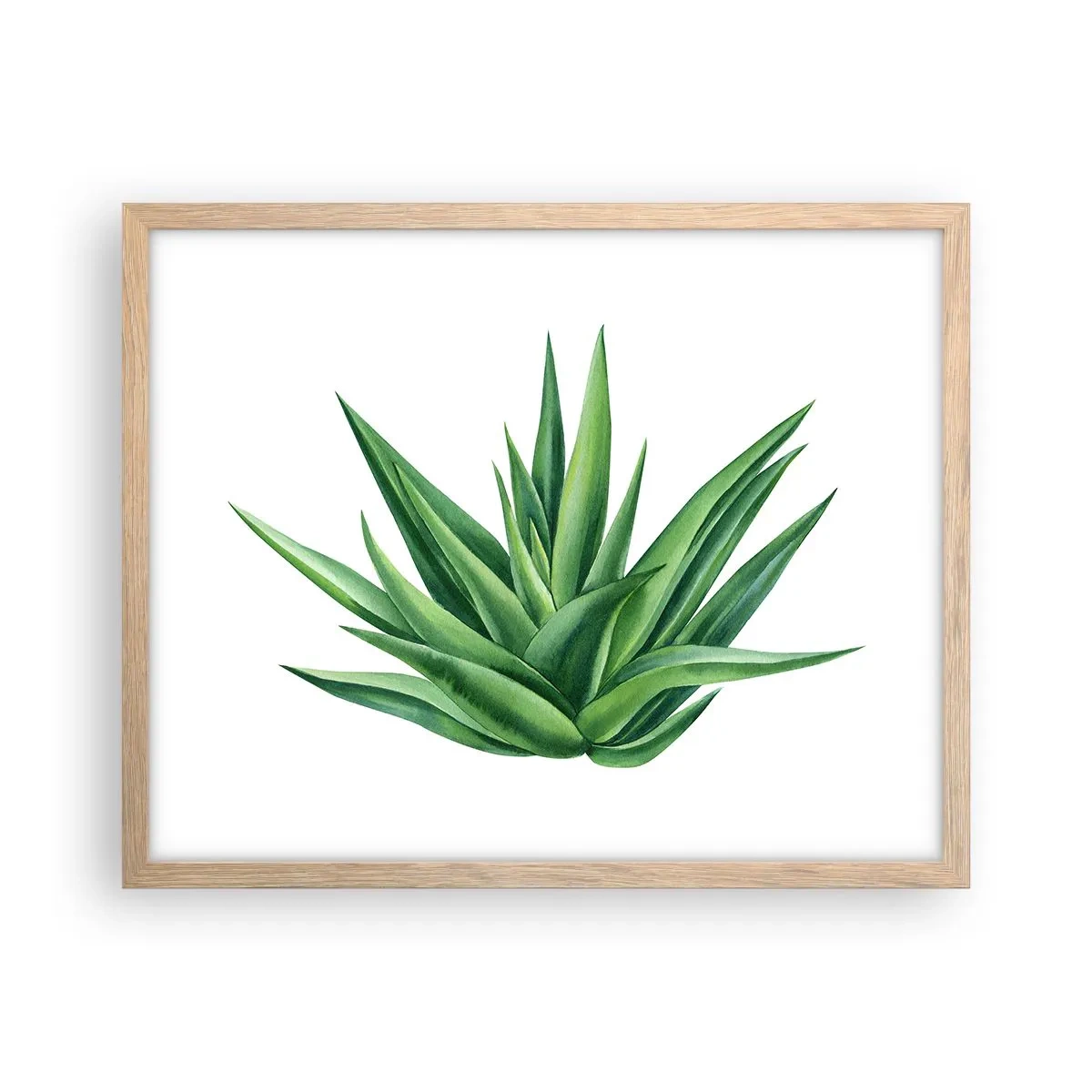 Plakat i ramme af lyst egetræ - Grøn - styrke - liv - 50x40 cm