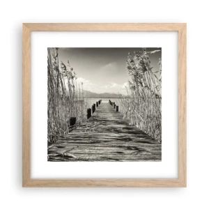 Plakat i ramme af lyst egetræ - I græssernes fred - 30x30 cm