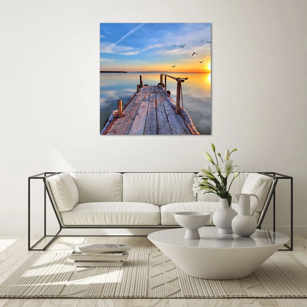 Billede på glas - Går fremad mod solen - 70x70 cm