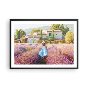 Plakat i sort ramme - Lavendel pige - 70x50 cm