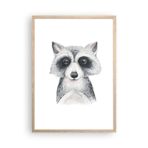 Plakat i ramme af lyst egetræ - Et øjeblik til at trække på skuldrene - 50x70 cm