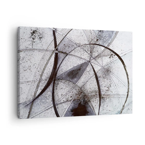Lærredstryk - Billede på lærred - Abstrakte linjer og former i nuancer af grå og sort - 70x50cm - Futuristisk fantasi - Moderne vægdekoration til stue og soveværelse ARTTOR