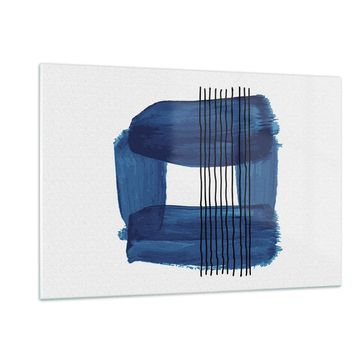 Billede på glas - Blå-sort sammensætning - 120x80 cm