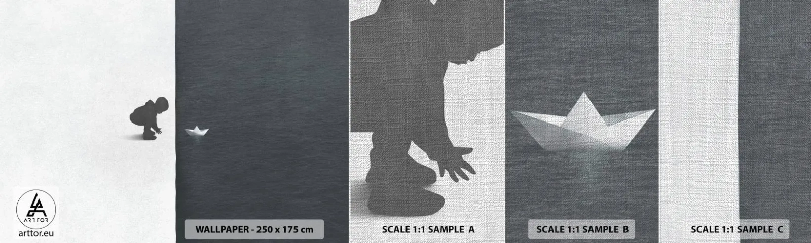 Prøve Fototapet Premium Canvas - Stor ekspedition - Barn, Sort og hvid, Vand - 100x30 cm