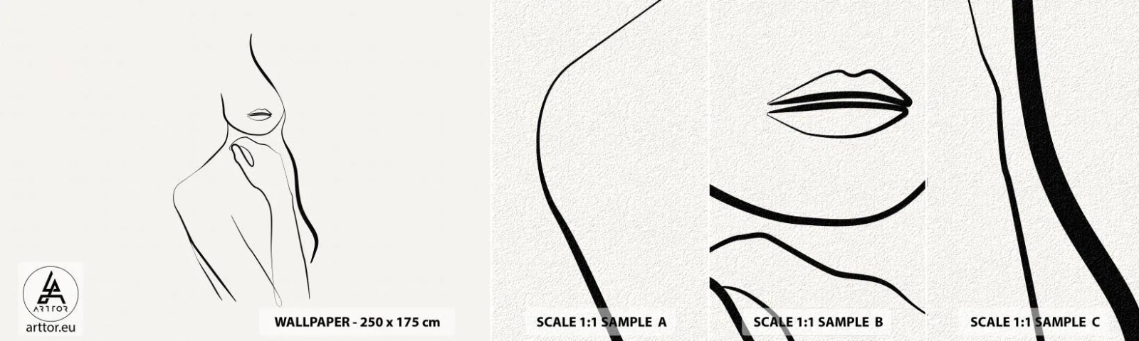 Prøve Fototapet Selvklæbende Deluxe Sticker - Bølge af melankoli - Abstraktion, Kvindes krop, Grafik - 100x30 cm