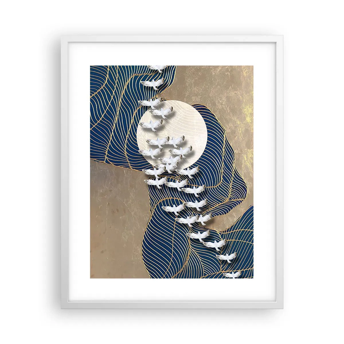 Plakat i hvid ramme - Frihed, rejselyst, fællesskab - 40x50 cm