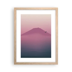 Plakat i ramme af lyst egetræ - Vandrer over skyerne - 30x40 cm