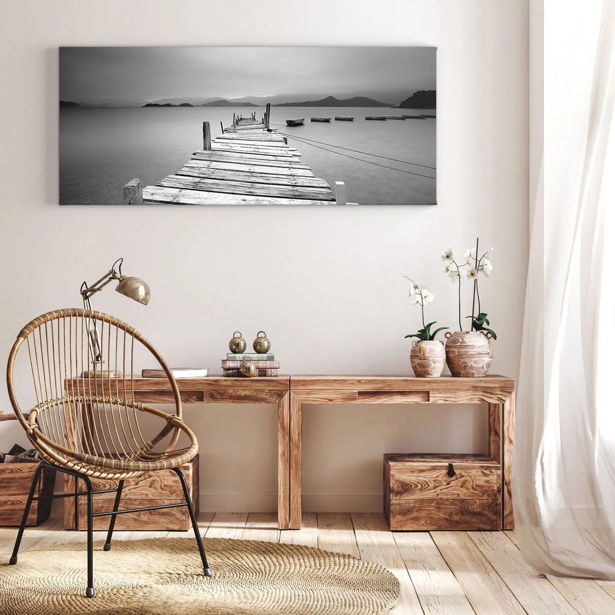 Lærredstryk - Billede på lærred - Ud over bjergene, hinsides havene - 90x30 cm