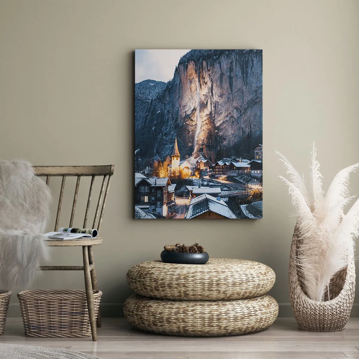 Lærredstryk - Billede på lærred - Vinterens lysende ånd - 55x100 cm