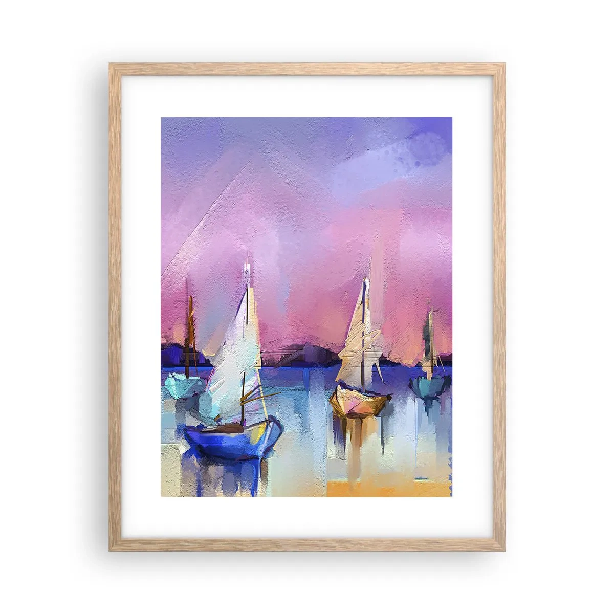 Plakat i ramme af lyst egetræ - Retning: brede farvande - 40x50 cm