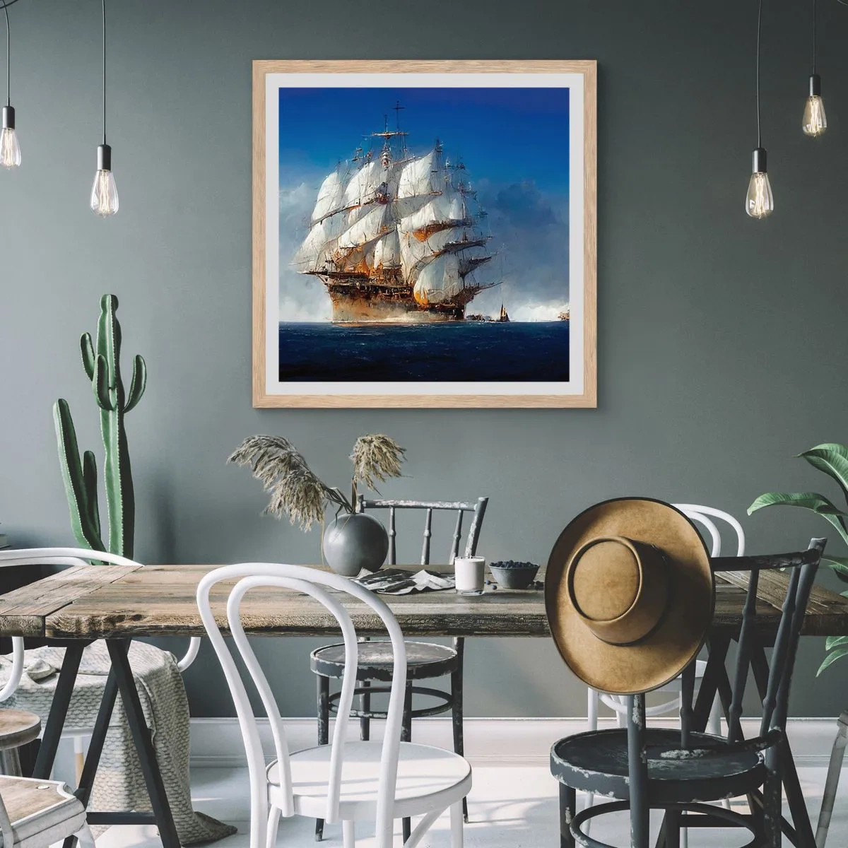 Plakat i ramme af lyst egetræ - Den store herlighed! - 50x50 cm